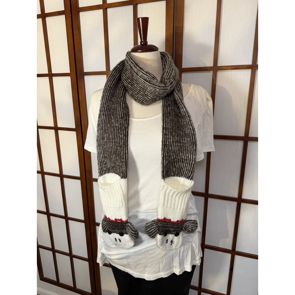 Scarf Monkey Sock With Hand Mitten Pockets Indie Sleaze Y2K Funky